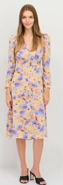 Nwt Vince Camuto Floral Midi Dress Beige Combo sz 16